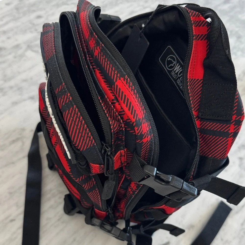 WOLFpak Red & Black Plaid Tactical Backpack. 9L
